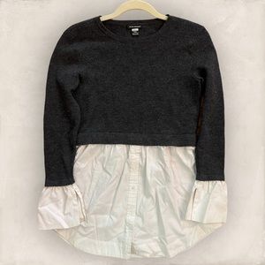 Club Monaco Wool Combination Button-down  (Grey/White)